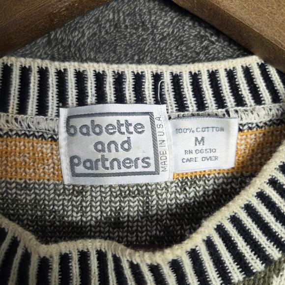 90s Vintage Elephant Jungle Patterned Sweater Babette And Partners Size Medium - Picture 3 of 6